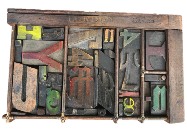 Type Case 8 Filled with Wood Letter